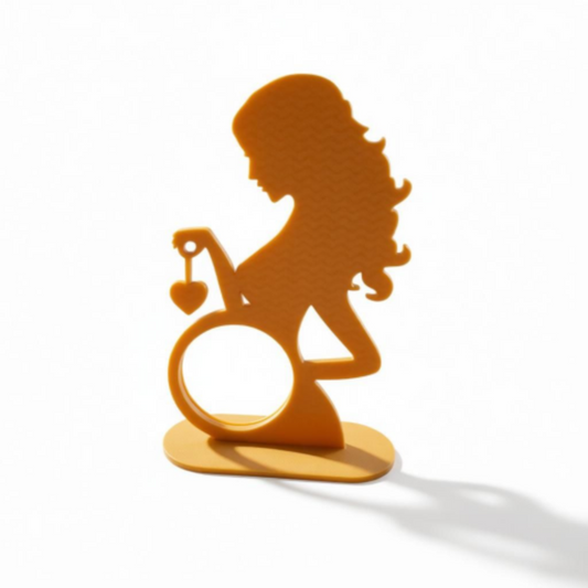 Porte photo naissance Personnalisable – Silhouette Maman & Cœur • Support Photo Échographie • Décoration Bébé • Cadeau de Grossesse • Impression 3D Premium