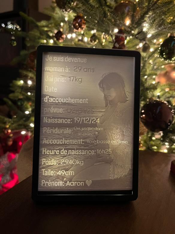 Lithophanie Personnalisée – Souvenir Lumineux en Impression 3D Écologique (Made in France)