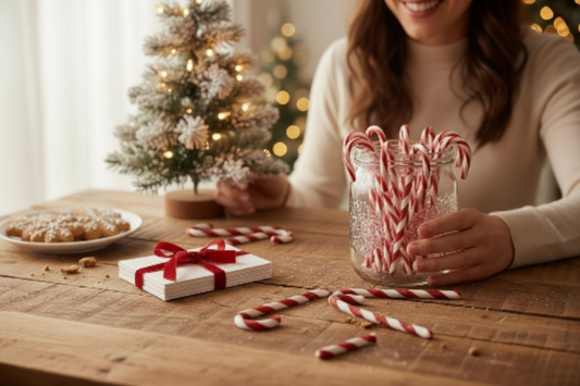 Pack de 12 sucres d’orge décoratifs artisanal – Personnalisable même fluorescent – Décoration de Noël élégante & écologique