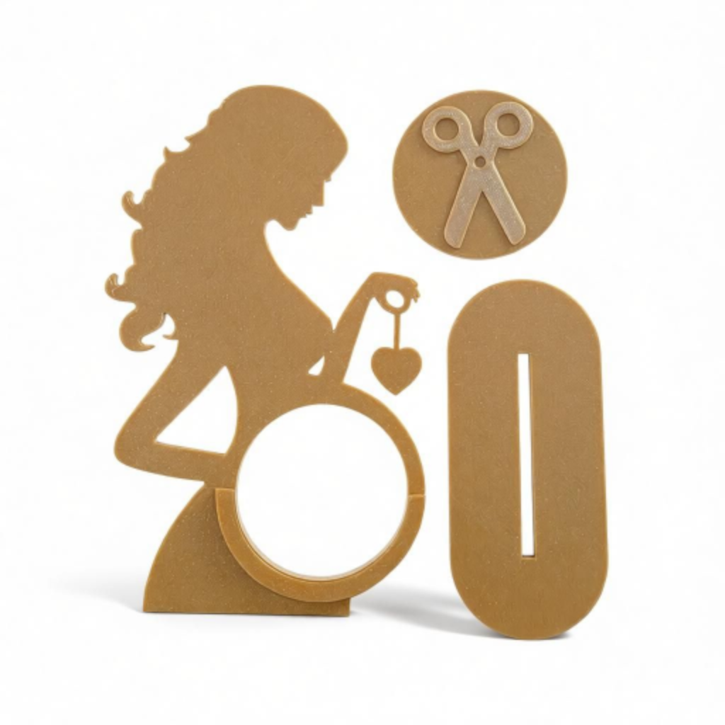 Porte photo naissance Personnalisable – Silhouette Maman & Cœur • Support Photo Échographie • Décoration Bébé • Cadeau de Grossesse • Impression 3D Premium