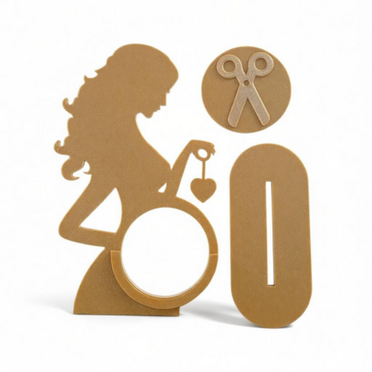 Porte photo naissance Personnalisable – Silhouette Maman & Cœur • Support Photo Échographie • Décoration Bébé • Cadeau de Grossesse • Impression 3D Premium