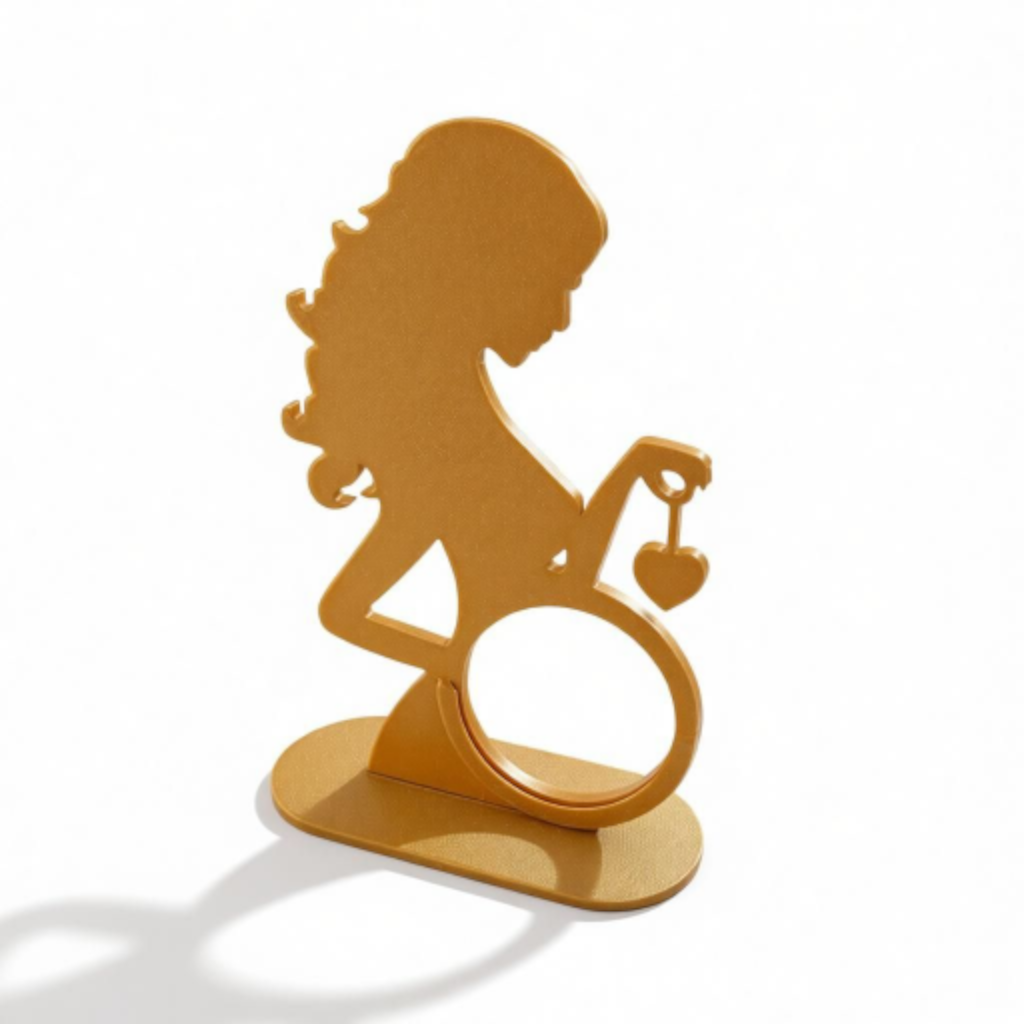 Porte photo naissance Personnalisable – Silhouette Maman & Cœur • Support Photo Échographie • Décoration Bébé • Cadeau de Grossesse • Impression 3D Premium