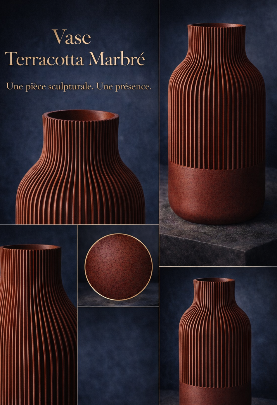 🏺 Vase Sculptural – Finition Minérale Mate