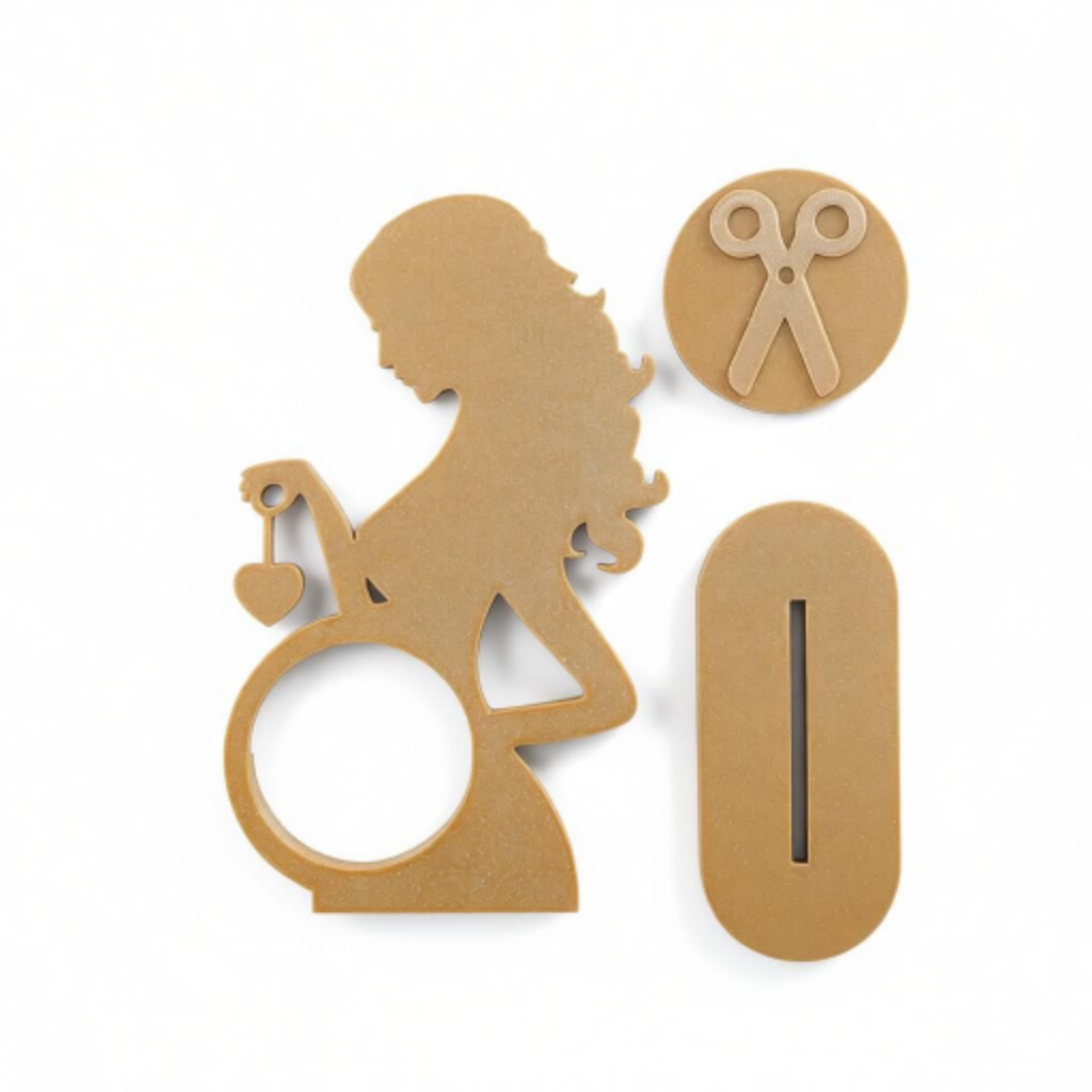 Porte photo naissance Personnalisable – Silhouette Maman & Cœur • Support Photo Échographie • Décoration Bébé • Cadeau de Grossesse • Impression 3D Premium