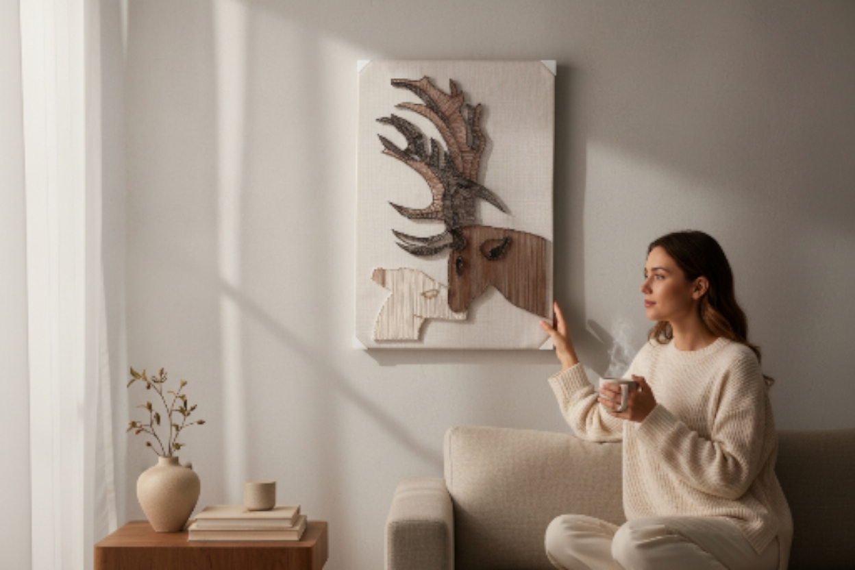 The Stag
Handcrafted string art wall piece – French artisanal creation